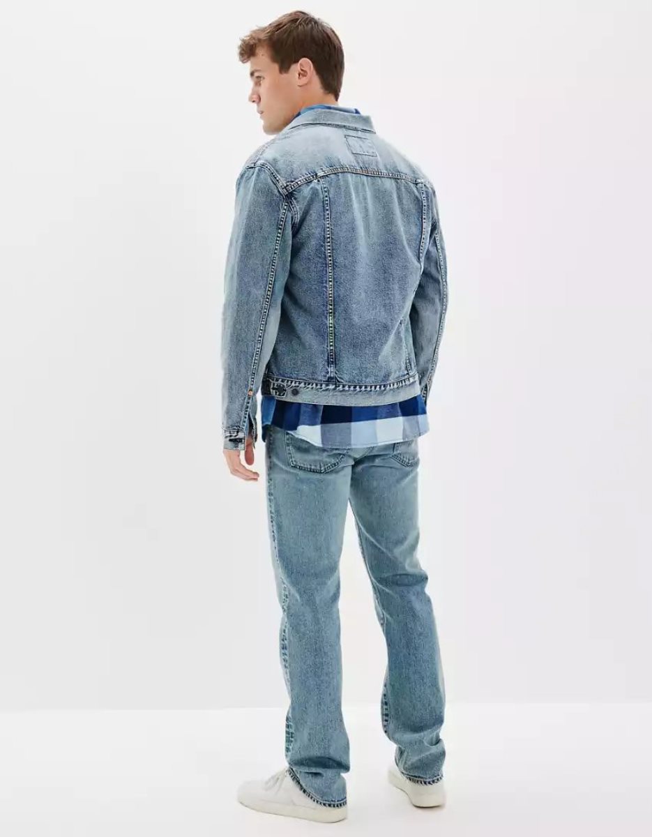 Vestes American Eagle AE Denim Trucker Bleu Homme | AUE-75189592